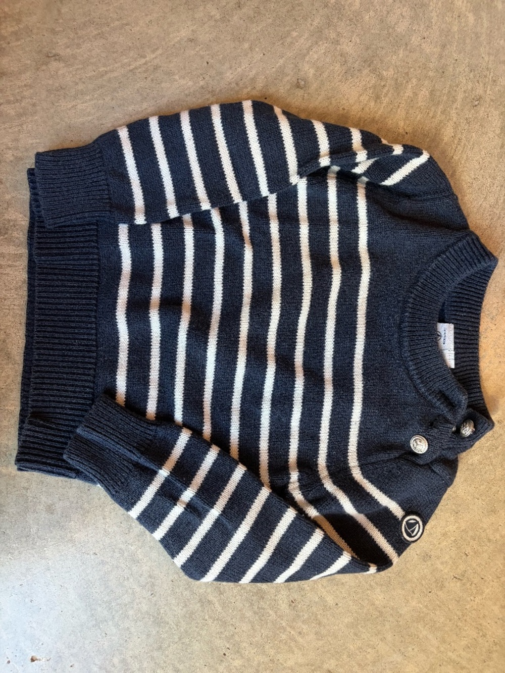 Petit Bateau Navy Ivory Stripe Sweater 4T